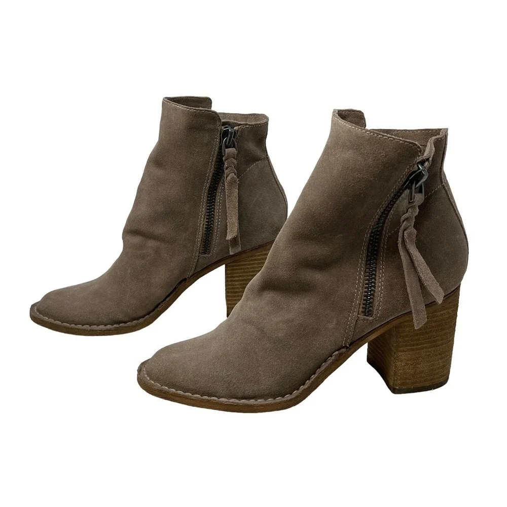 Dolce Vita Brown Boots Women 9 Booties Block Heels Side Zippers‎